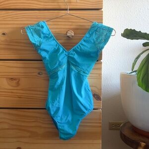 Teal & lace Class In Leotard - petite